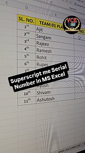 2.1K views · 812 reactions | Serial number in superscript in ms excel like 1st, 2nd ... #excel #exceltutorial #exceltricks #pctips #vanyaclasses | Vanya Classes | Facebook
