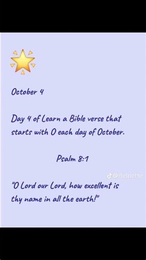 Learn a Bible verse that starts with O in October