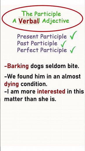 Participles as adjectives in Grammar | participles and adjectives| parts of speech| English grammar