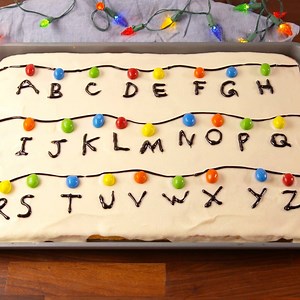 Stranger Things fans: this cake tastes JUST like Eggos. Full recipe: http://dlsh.it/MFcrKbA | Delish