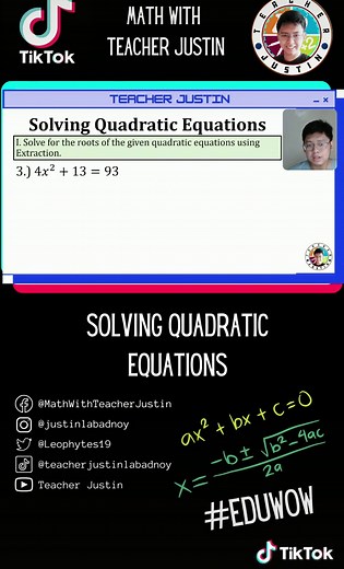 Solving Quadratic Equations Using Extraction [Example 3]