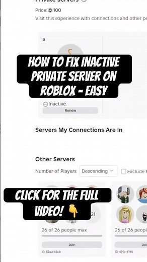 How To Fix Inactive Private Server On Roblox - Remove Inactive Private Servers..! #roblox #shorts