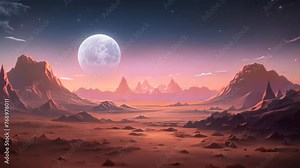 Fantasy alien planet. Mountain and lake. 3D illustration, Alien planet landscape for a space game background, AI Generated
