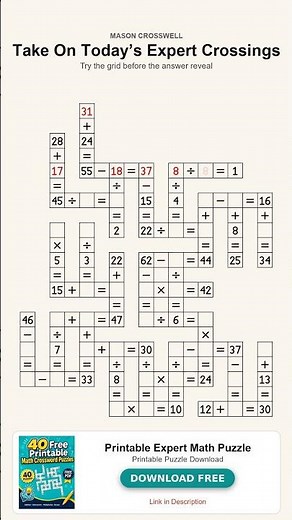 Expert Math Puzzle Reveal | Printable Crossword Challenge