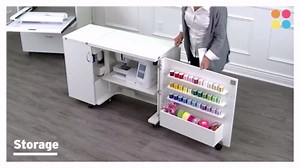 Arrow Sewing H8170 Adjustable Height Hydraulic Sewing and Craft Chair with Under Seat Storage and Solid Fabric, Baroness Black