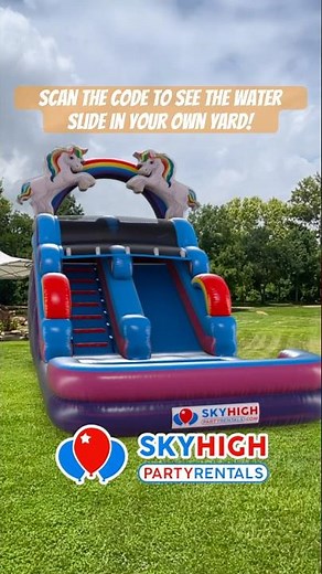 Rainbow Unicorn Water Slide Rental Texas USA | Magical Inflatable with Splash Pool for Kids Parties