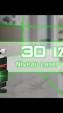 KKmoon Niveau Laser 360° 3D 12 Lignes Kit, Kit complet niveau laser vert Niveau automatique 3° Cro