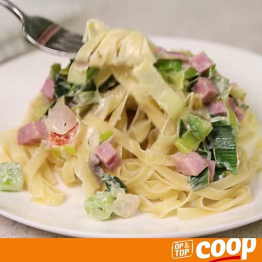 Wat Eten We Vandaag? Romige Tagliatelle Met Kruiden Roomkaas En Ham
