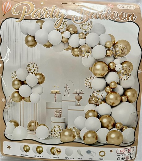 White & Gold Balloon Garland Kit | Confetti Balloons, Party Decor - Etsy