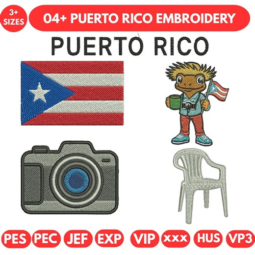 Puerto Rico Frog Machine Embroidery Designs Puerto Rico Embroidery Designs Puerto Rico Map Embroidery Puerto Rico Flag PES 3 sizes Downloads - Etsy