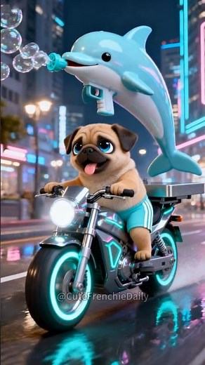 This adorable Pug is having fun with magic soap bubbles with his FRIENDS!🐶💦 So fun!🤩