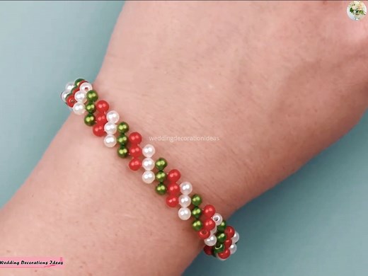 How to Make Easy Christmas Beaded Pearl Bracelet Tutorial | Wedding Decoration Ideas