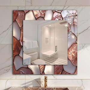 Stained Effect Tempered Glass Square Wall Mirror: Colorful Abstract Bathroom Wall Decor - Etsy Canada