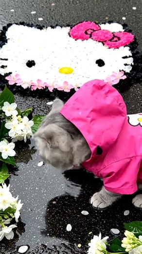 Rainy Day Mood: Kitten in a Coat ☔#HelloKitty #CatShorts #Kitten