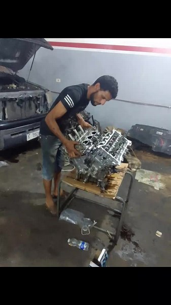 Toyota Engine Repair Process in a Garage