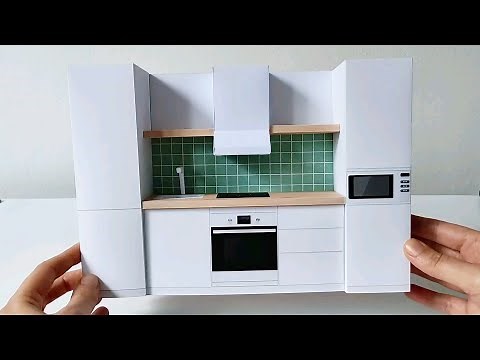 A miniature kitchen made from paper | Dollhouse crafts