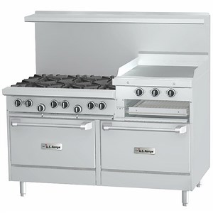 Garland SunFire Series X60-6R24RR Natural Gas 6 Burner Gas Range with 24" Raised Griddle/Broiler and Two Standard Ovens - 279,000 BTU