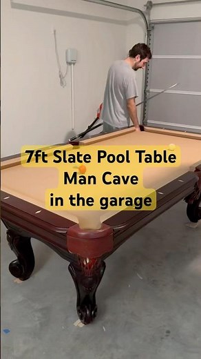 7ft Slate Pool Table Man Cave in the Garage #dream #garage #billiards #dog #pool