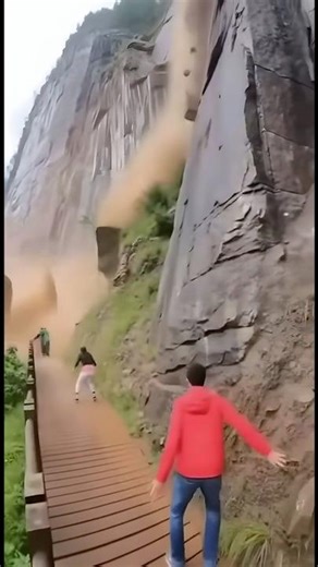 ⚠️ Terrifying Cliff Disaster — Full Collapse Captured LIVE 😨 #shorts