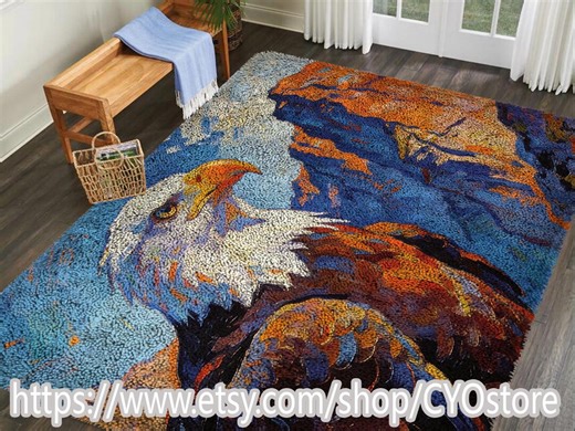 Bald Eagle Latch Hook Kit Diy Rug Making Kit Pre-printed Canvas Multiple Sizes-all Materials Included - Etsy