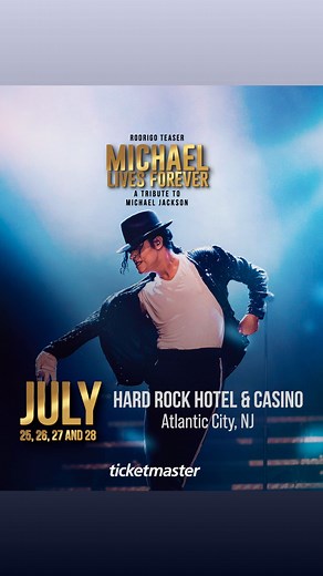 Hello Atlantic City! I am very happy to announce that we are returning. On the 25th, 26th, 27th and 28th of July at the Hard Rock Café in Atlantic City @hardrockhcac our Michael Lives Forever shows will happened. A super production with a live band, vocals, dancers, costumes and choreography by the greatest artist of all time in one of the most respected shows in honor of the King of Pop in the world. The show with 12 years of history on the road is the most established by an impersonator in the