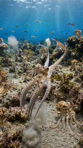🐙 Baby Octopus Chaos Begins! | The Cutest Ocean Hunting Mission 😂🌊 #octopus #jellyfish #seaanimals