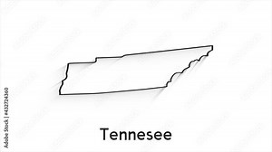 Tennessee State of the United States of America. Animated line location marker on the map. Easy to use with screen transparency mode on your video.