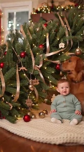 Dog Saves Baby From Falling Christmas Tree!