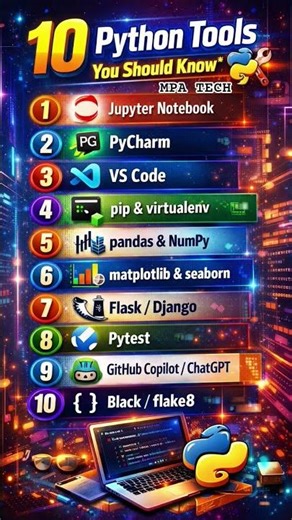 Python के 10 टूल्स जो आपको ज़रूर सीखने चाहिए | #pythonlearning #pythontricks #learnpython #shorts