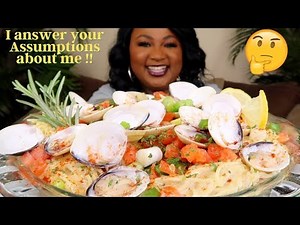 SEAFOOD MUKBANG , CREAMY GARLIC CLAM PASTA MUKBANG 먹방쇼