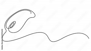 Self animated continuous single line drawing of computer mouse icon. Full length unbroken line art vector illustration
