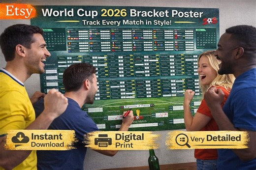 World Cup 2026 Bracket Poster Digital Print Mondial Match Schedule Printable PDF - Etsy