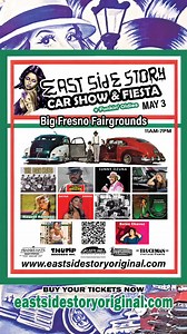 East Side Story 46th Anniversary FUNKIN’ OLDIES Car Show & Fiesta FRESNO! 🎡🎢 🎙️Special Guest Host: Henry Lozano (@henry.lozano.garage.oldies) 🌮🍻Plenty of Tacos & Oldies Craft Beer (@oldschoolbeerco) You DON’T WANT TO MISS THIS! 🎟️V.I.P. Tickets are still available, but these tickets will be SOLD OUT soon. Get yours NOW! 🅿️$10 parking will be available at the Infield Tunnel Entrance off of E. Caesar Chavez Blvd!! 🔗eventbrite.com/e/east-side-story-funkin-oldies-car-show-fiesta-tickets-1318