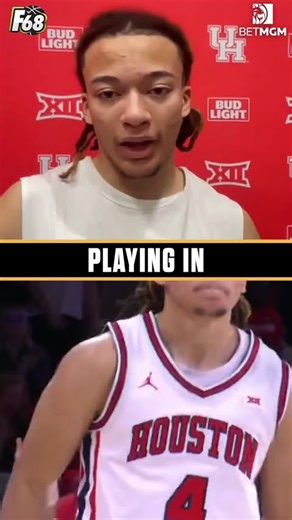 EXCLUSIVE: Houston's Kingston Flemings on his DAGGER three to beat Texas Tech! 🔥👀 #nba #basketball