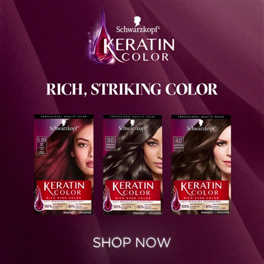 Use Keratin Color for up to 80% less hair breakage*. Let the world see your strength. *vs untreated hair. | Schwarzkopf