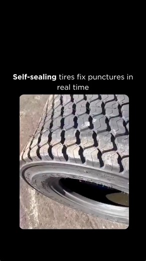 AI | Technology | Business on Instagram: "Flat tires don’t stand a chance against this clever design 🚗🛞 These self-sealing tires hide a layer of sticky polymer gel inside the tread. When a nail or sharp object punctures the rubber, the gel instantly flows into the hole. As it meets air, it firms up and seals the leak, keeping tire pressure stable without tools or roadside stops. The result is fewer blowouts, safer driving, and less stress for everyday commuters. Instead of pulling over in traf