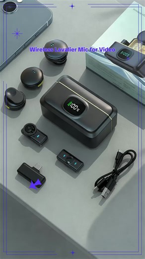 Wireless Lavalier Microphone with Digital Display Case, Mini Button Design, Ideal for Video Recording & Teaching, Portable Audio Solution #gadgets #homeaccessories #techproducts #phoneaccessory #smallbusinessgadget #iphonemicrophone #fashiongadgets #miniinvisibleheadphones #podcastmicrophone #homeofficetech