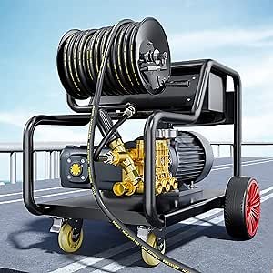 Drain Cleaner Machine 30KW, Electric Drain Clog Remover Machine 140L/MIN 200Bars, Power Sewer Snake Drain Auger Cleaner Sink Pipe Cleaning Tool with Pressure Washer Gun & 2 Sewer Jet Nozzle PHR-20140E