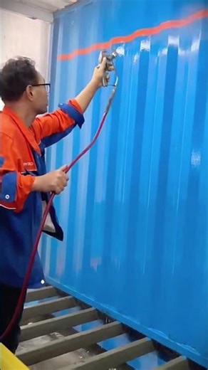 The process of painting iron container boxes neatly #shorts