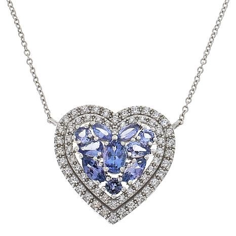 Colleen Lopez Tanzanite & Zircon Double Halo Sterling Silver Necklace | HSN