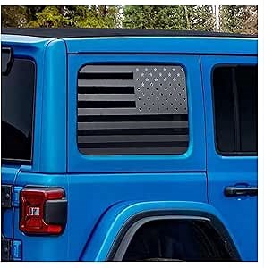2PCS Rear Window American Flag Decal for Jeep Wrangler JK JKU 2011-2018, Precut Back Side Window USA Flag Vinyl Sticker for Jeep Wrangler Accessories (4 Door)