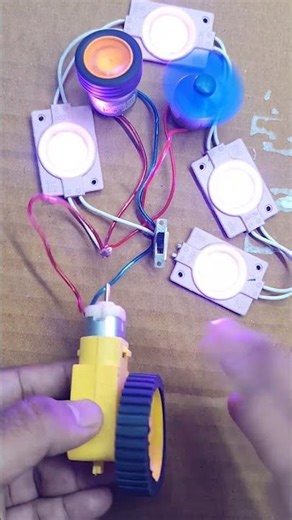 powering two dc fan four light with gear motor generator #diy #tech #shortvideo