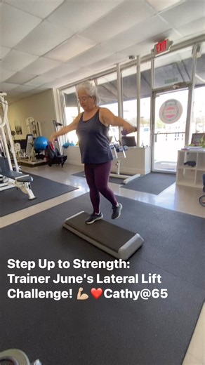 3.7K views · 58 reactions | Elevate Your Fitness: Step Up with Lateral Raises! #posture #leg #shoulder #balance#stability #flexibility #mobility #cardio #core #coordination #FunctionalFitness | Trainer June | Facebook
