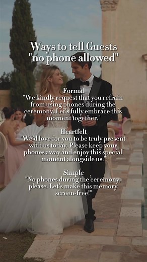 Ways to tell your guests “no phone allowed” 📵 #wedding #bride #groom #guest #phone #weddinginspiration #weddingday #weddingideas #bridetobe | Your Wedding Mate