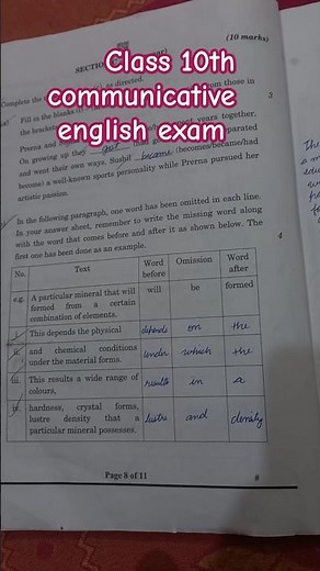 Class 10th english communicative English exam answer key #cbse class 10 english #trending #studytips