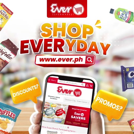 🤳🛍️Tap, shop, done. It’s that simple with ever.ph! #EverSupermarket Discounts? Promos? Shop EVERyday with https://ever.ph | Ever Supermarket - Closer to Home