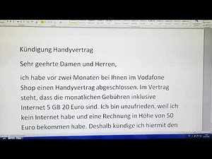 DTZ - B1 Test Brief - Kündigung Handyvertrag