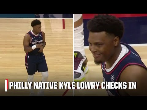 Kyle Lowry checks in, makes first bucket in Philadelphia 76ers debut 🔥 | NBA on ESPN