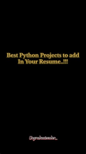 UG CODER 💻 on Instagram: "Python projects that make your resume 🔥🐍 Most students learn Python… few build real projects 👀 ⚡ Student Management System ⚡ Web Scraper (Jobs / Prices / News) ⚡ Expense Tracker ⚡ Weather App (API based) ⚡ Password Generator & Manager ⚡ Data Analysis Project (Python + Pandas) These projects = ✅ better shortlisting ✅ strong GitHub profile ✅ real interview confidence 💬 Comment “link” for project resources 📌 Follow ungraduatecoder.in for daily projects, free courses 