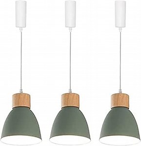 Kiven H-Type Track Lighting Light Fixture, Modern Halo Track Pendant Light, Adjustable Length Track Light Pedant for Bedroom Kitchen Home Lighting Green(3 Lights)
